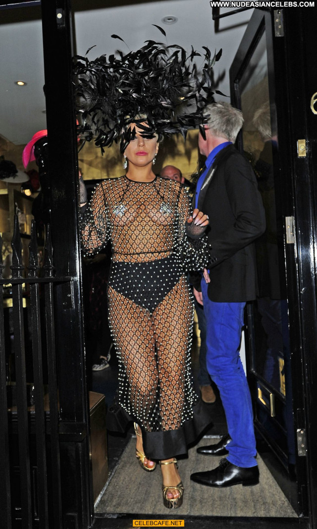 Lady Gaga No Source Posing Hot Celebrity Babe Pasties London Fishnet